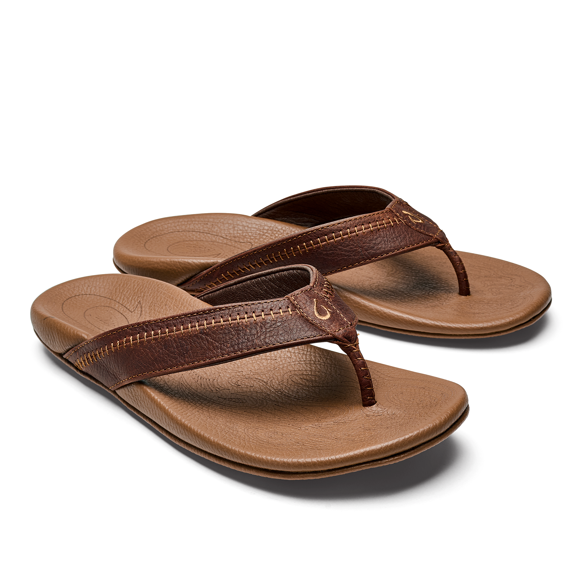 Hiapo -Dark Java / Toffee Men's Leather Beach Sandals - Image 2