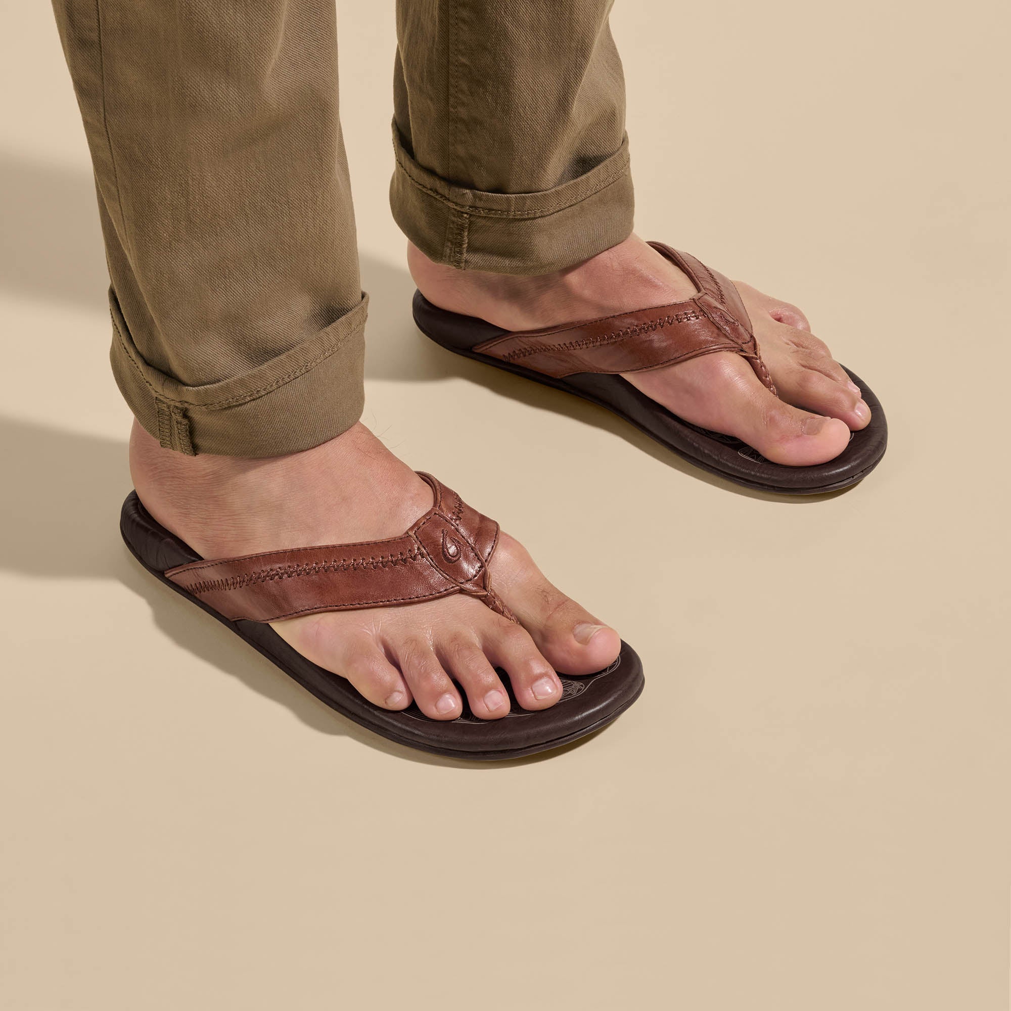 Hiapo - Rum / Dark Wood Men's Leather Beach Sandals - Image 2