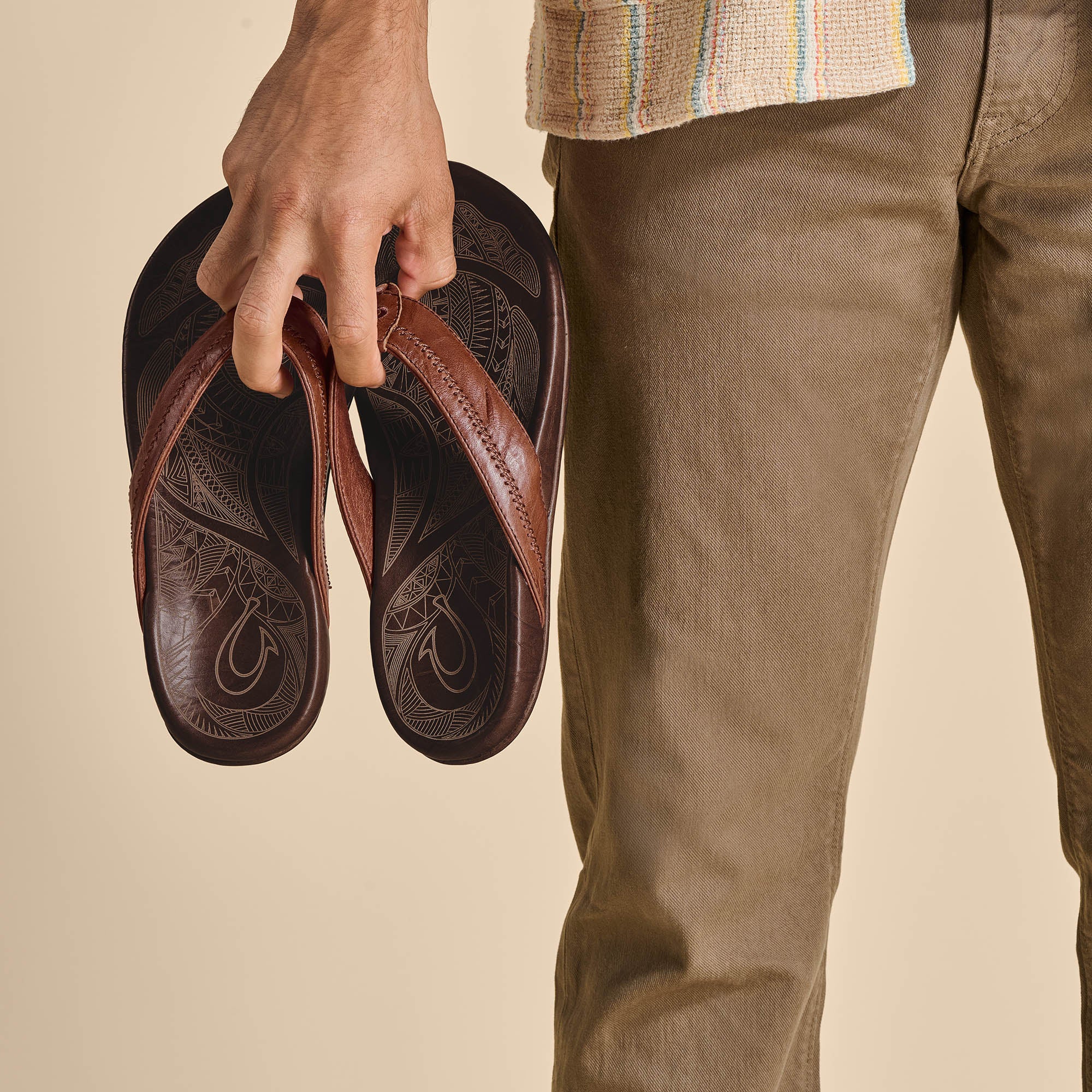 Hiapo - Rum / Dark Wood Men's Leather Beach Sandals - Image 5