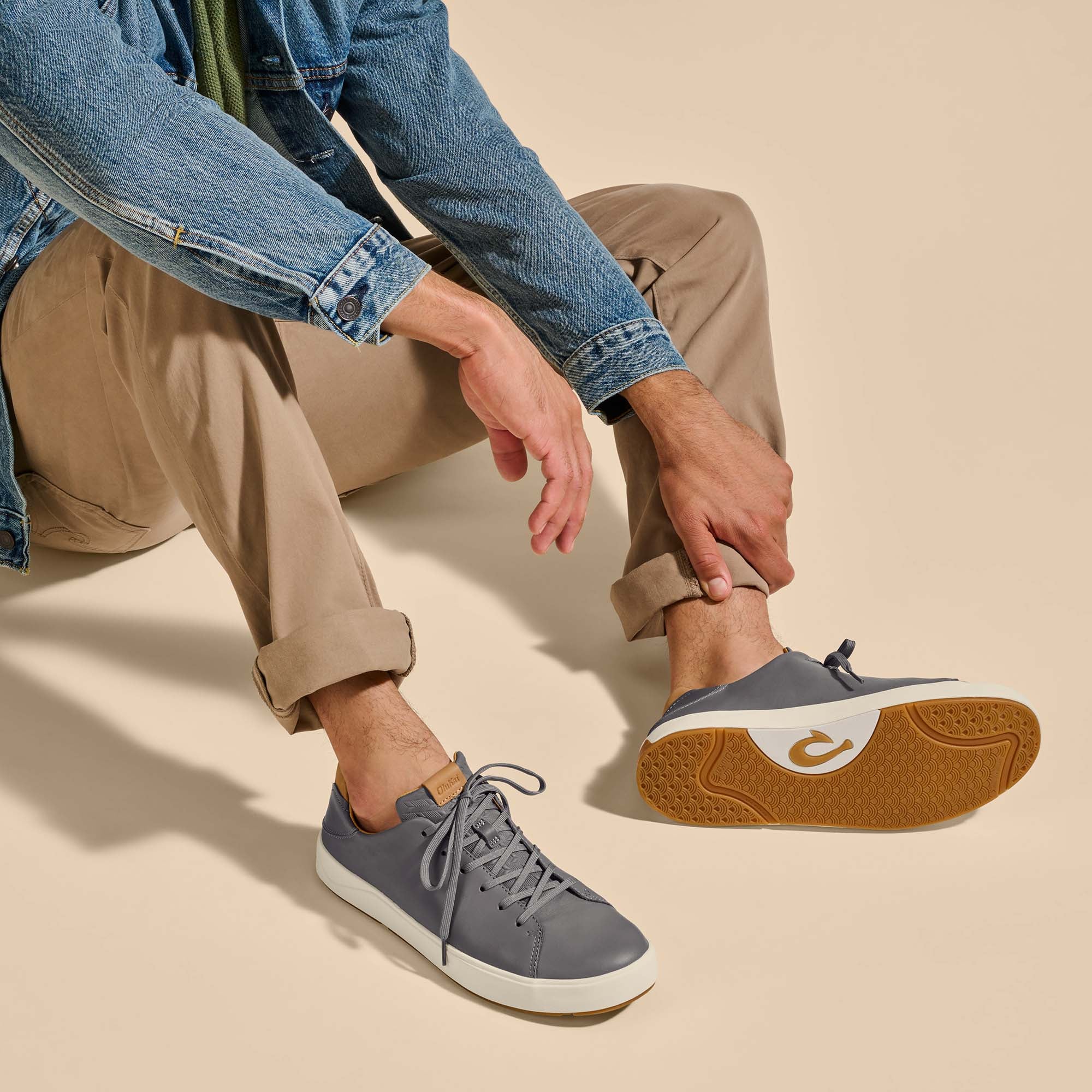 Lae'ahi L 'Ili Men's Leather Sneakers - Stone - Image 6