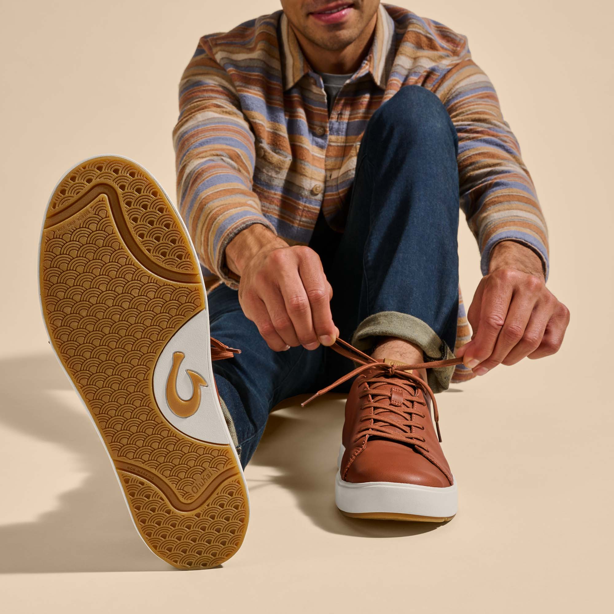Lae'ahi L 'Ili Men's Leather Sneakers - Kukui Brown - Image 6