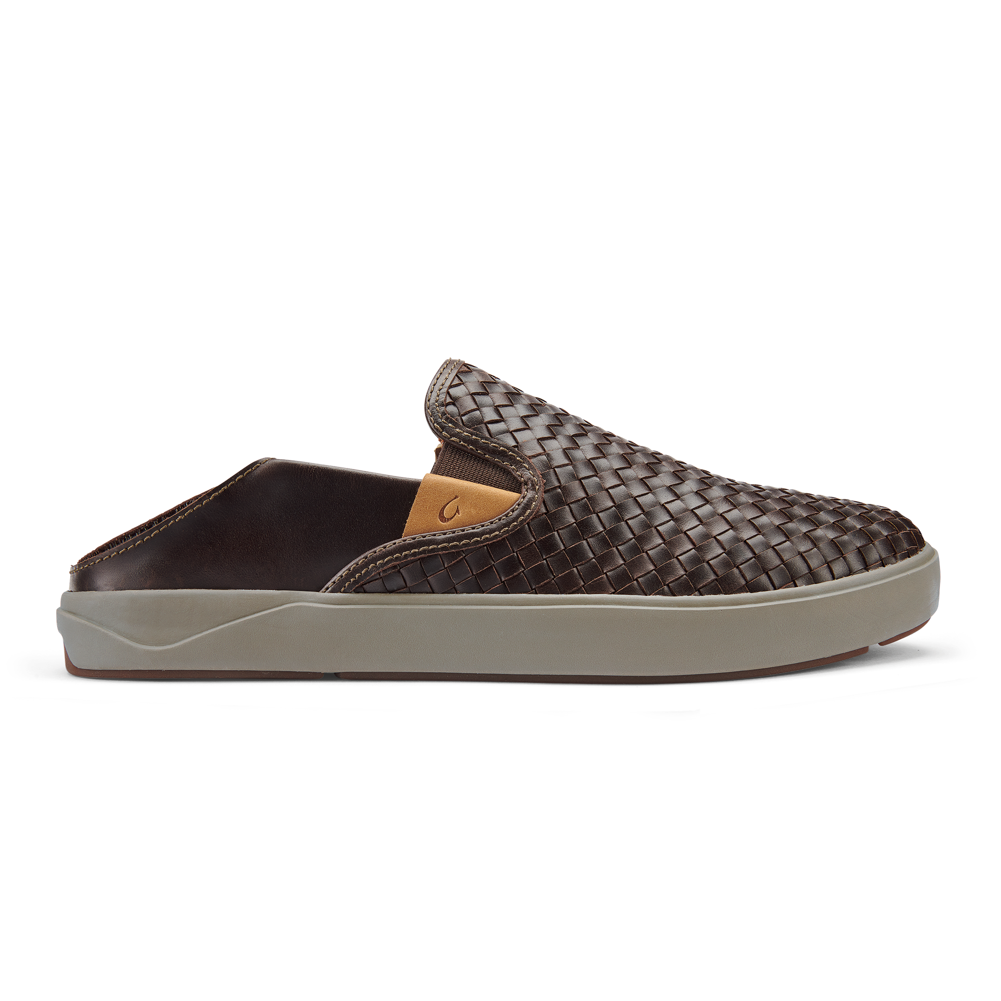 Lae'ahi Lauhala Men's Leather Slip-On Sneakers - Dark Wood - Image 4