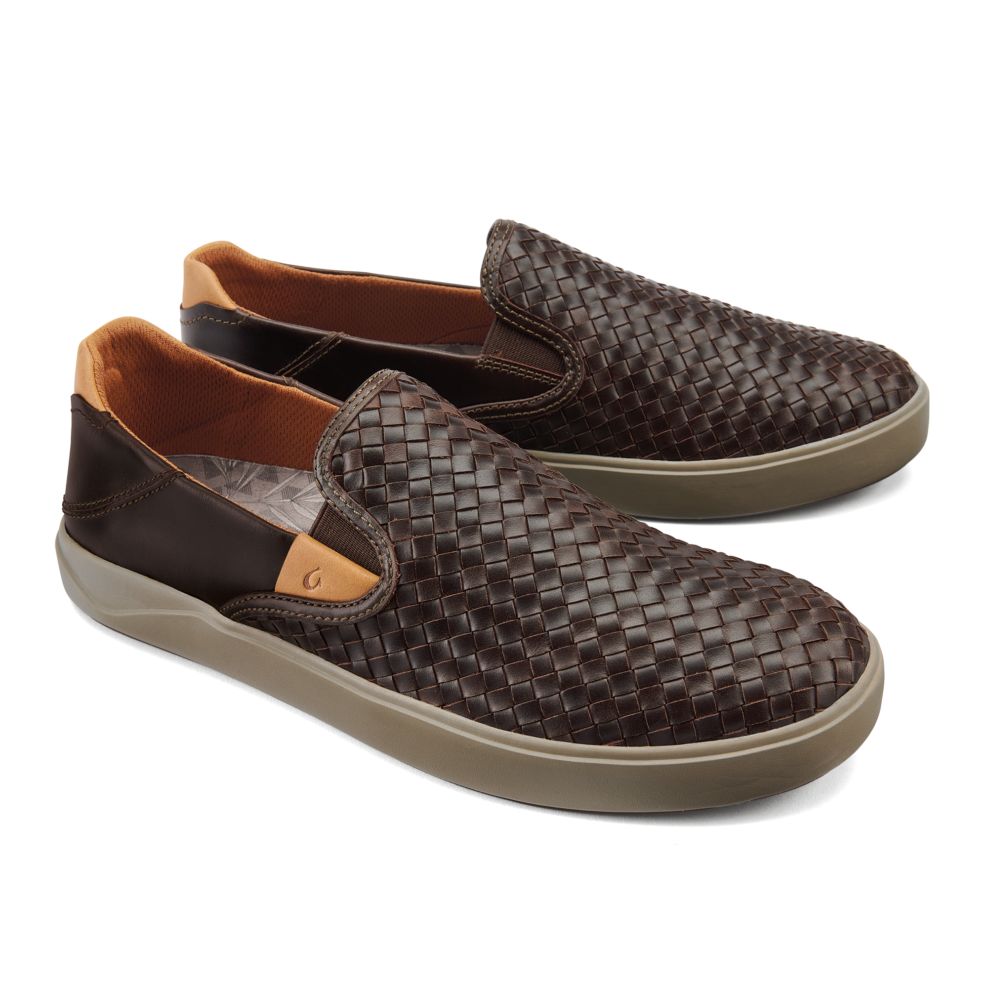 Lae'ahi Lauhala Men's Leather Slip-On Sneakers - Dark Wood - Image 6