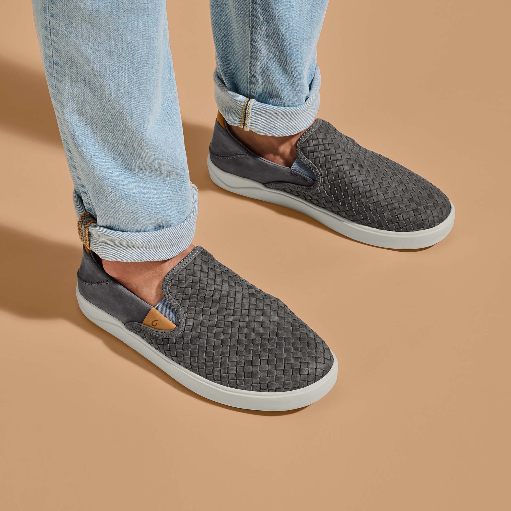 Lae'ahi Lauhala Men's Leather Slip-On Sneakers - Ash - Image 2
