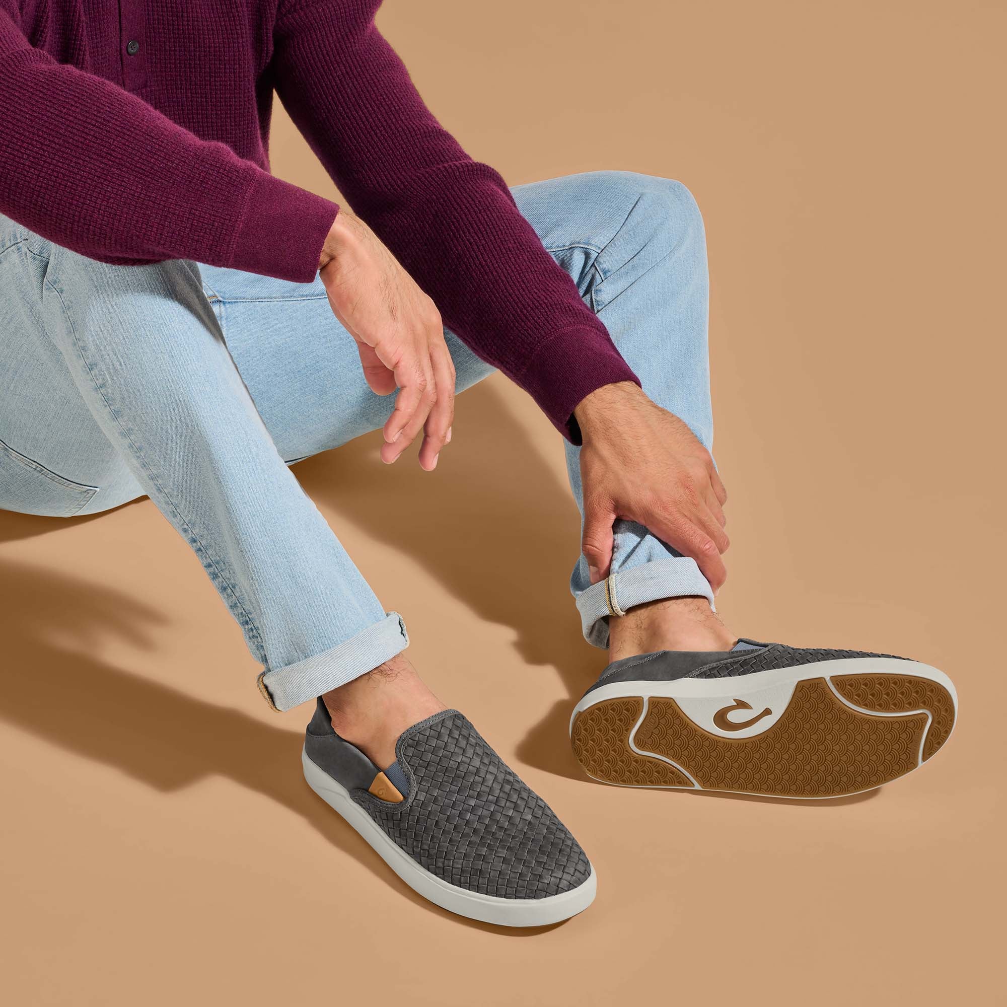 Lae'ahi Lauhala Men's Leather Slip-On Sneakers - Ash - Image 5