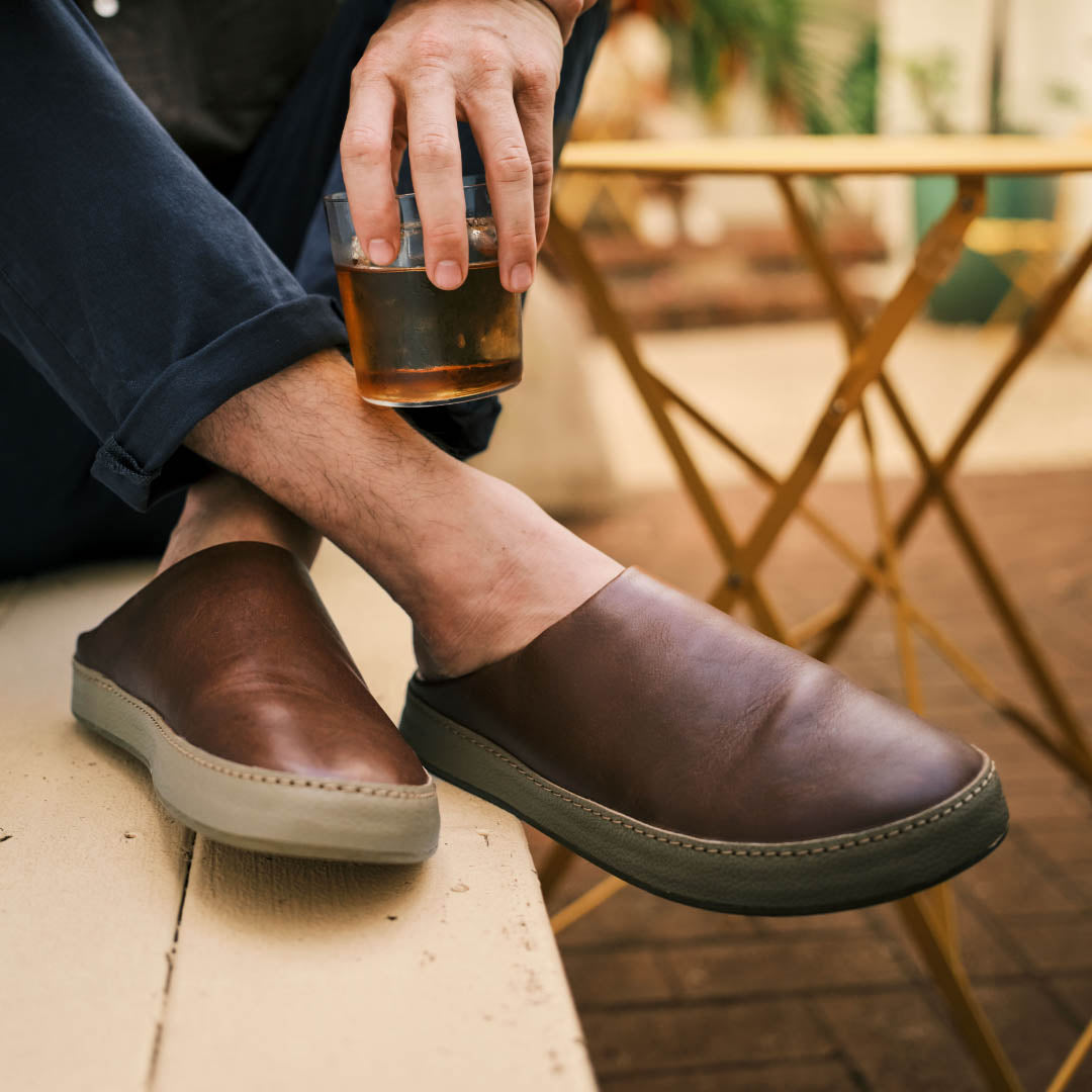 H mani Men's Leather Mules - Toffee / Tan - Image 3