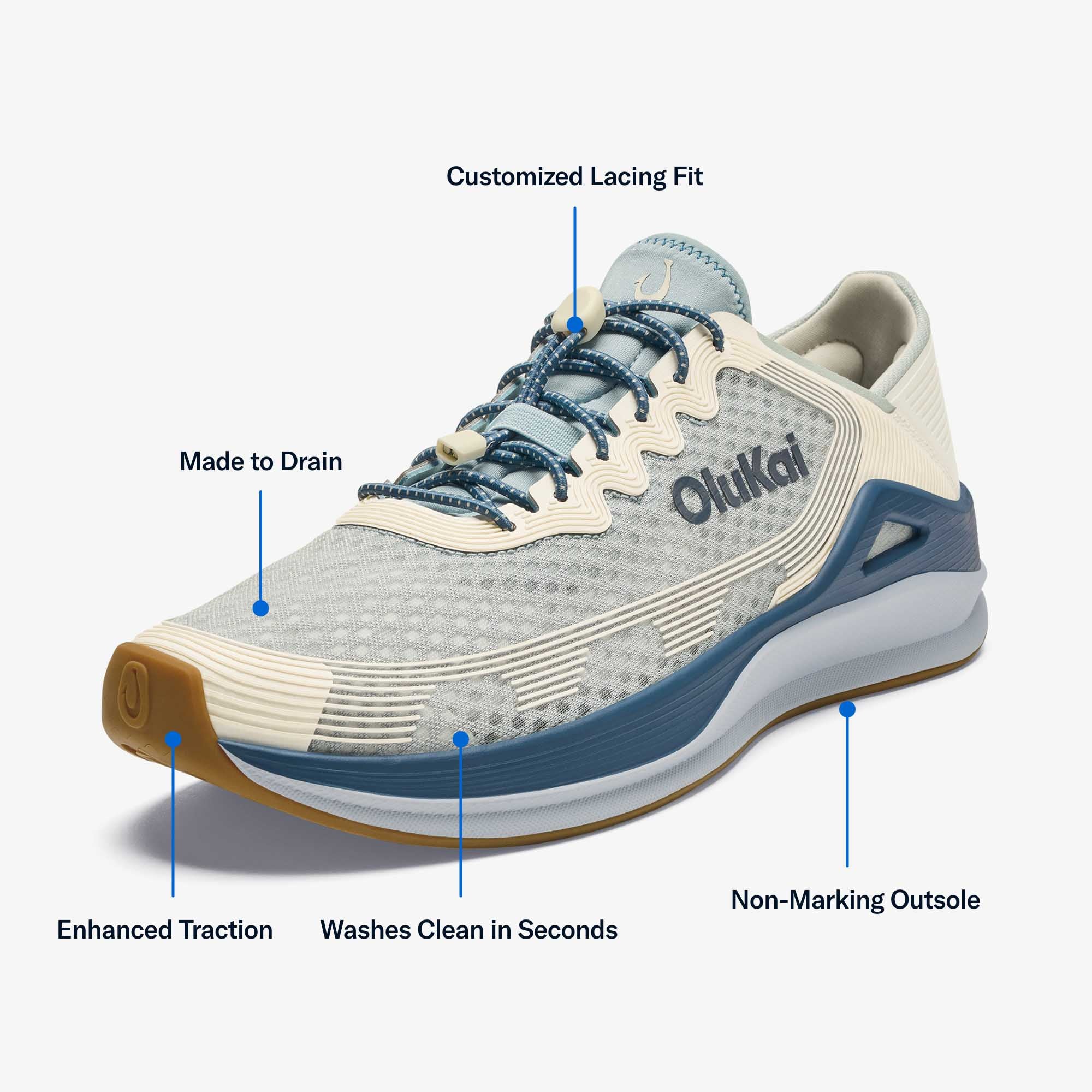 'Ahi Men's Water Boat Shoes - Blue Pearl / White Sand - Image 4