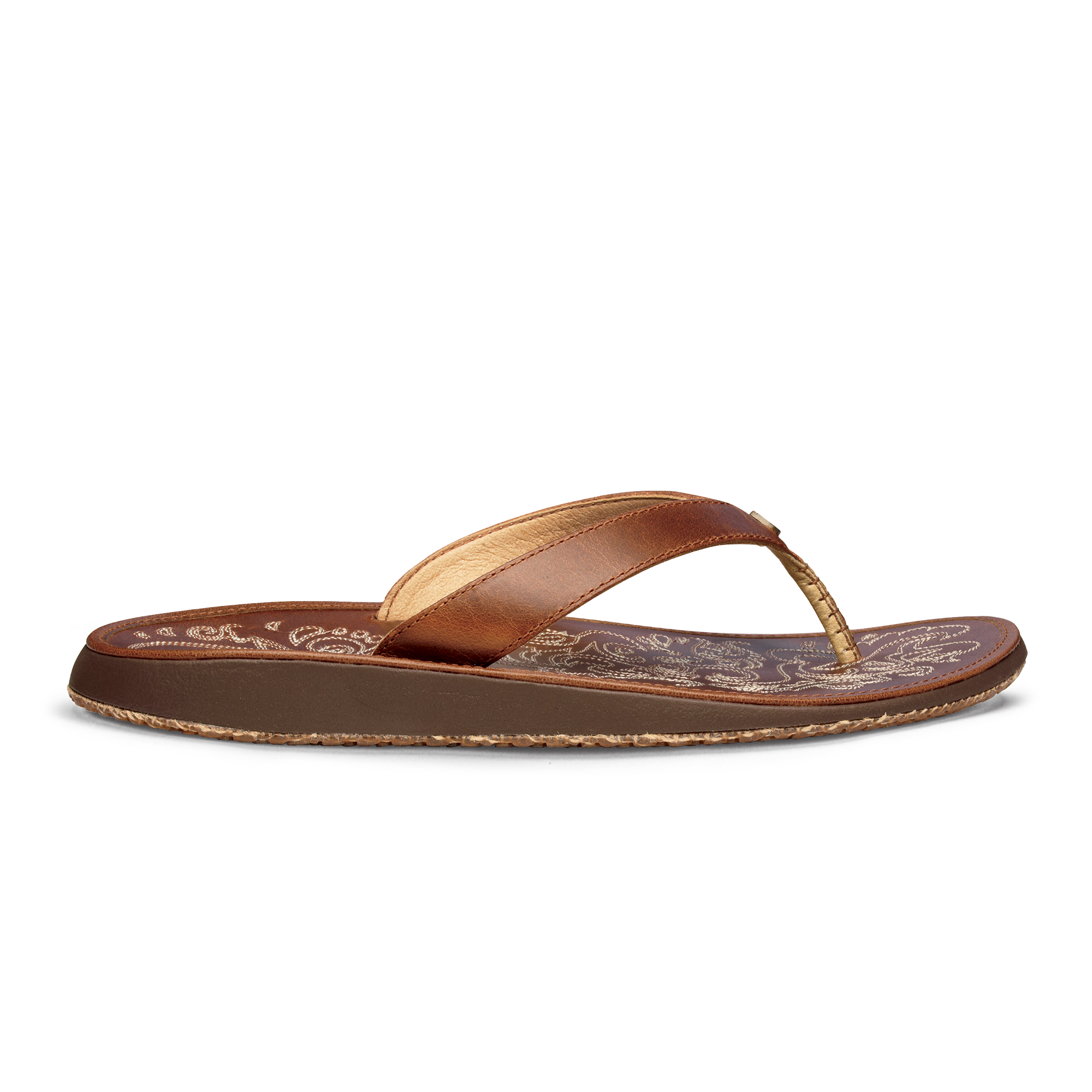 Paniolo Women's Leather Beach Flip Flops - Natural