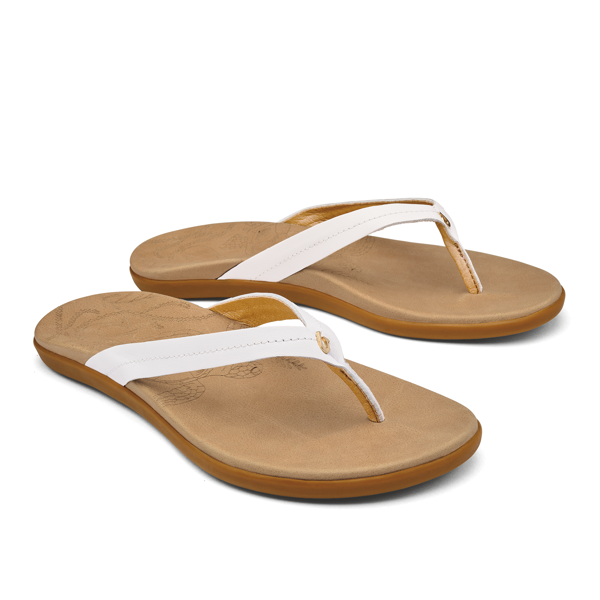 Honu Women's Leather Sandals - Bright White / Golden Sand - Image 3