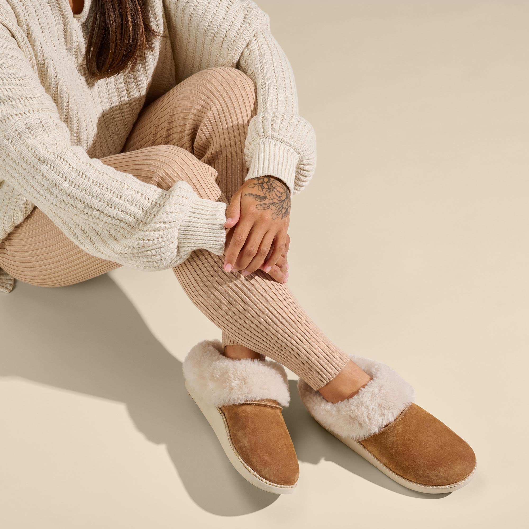 Ku'i Women's Slip-On Slippers - Tan / Bone - Image 5