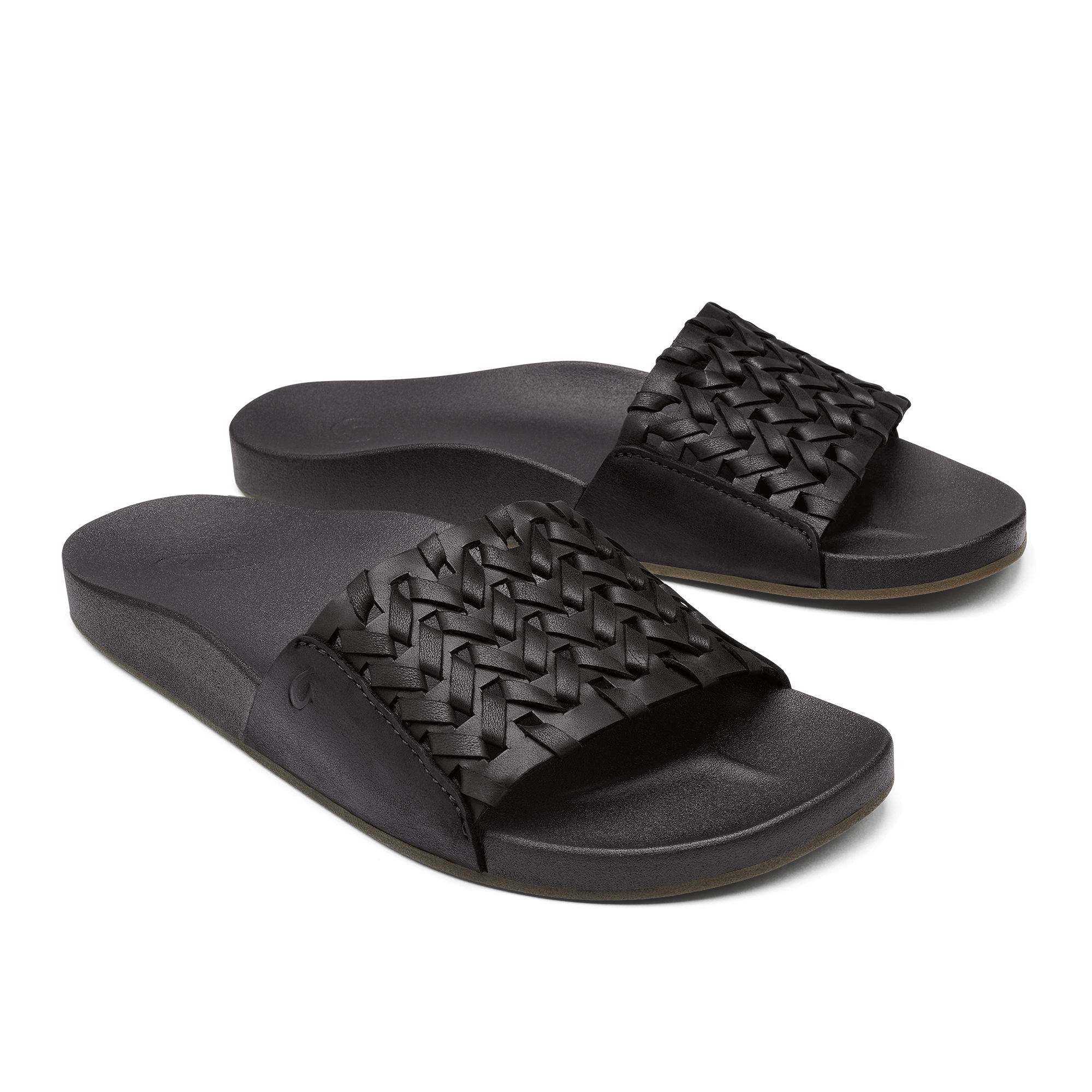 K mola Women's Leather Slide Sandals - Black - Image 3
