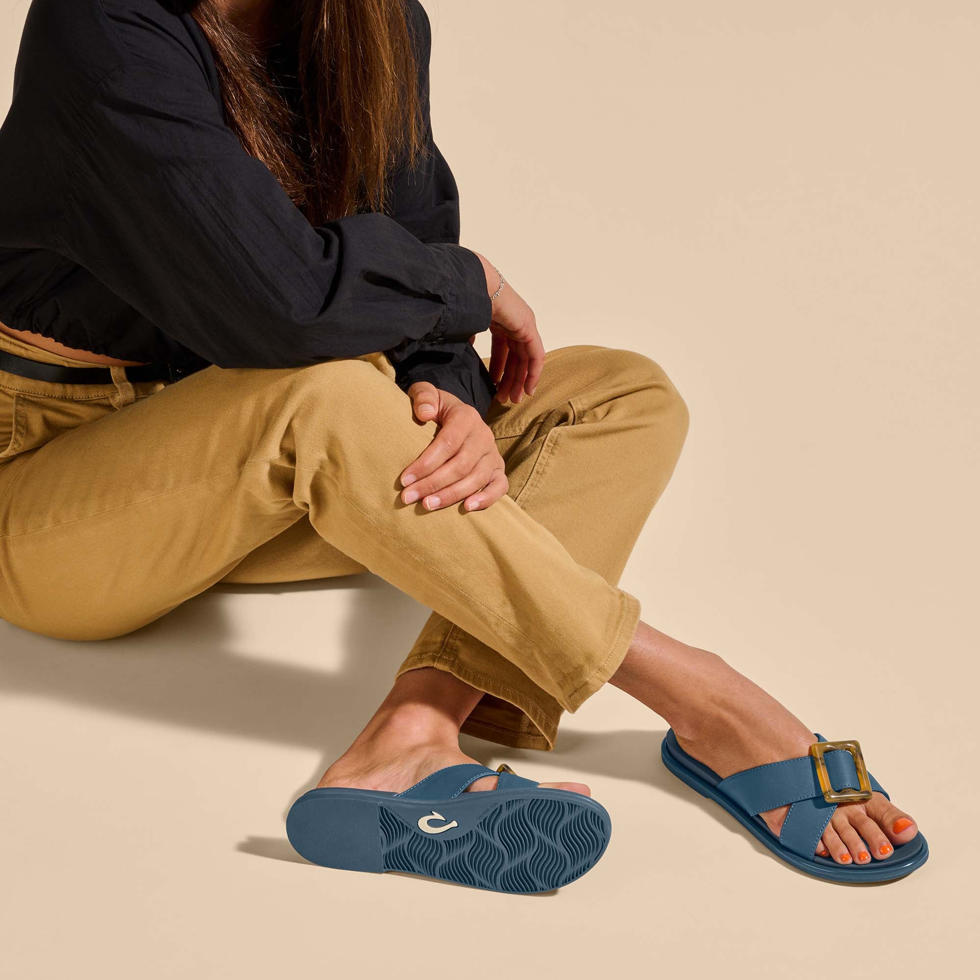 La'i Slide Women's Slide Beach Sandals - Lagoon - Image 5