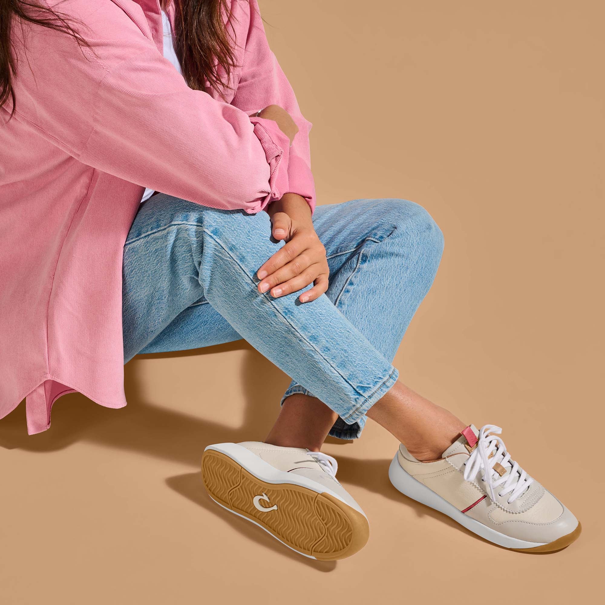 Kaulele Women's Leather Sneakers - White / Bone - Image 4