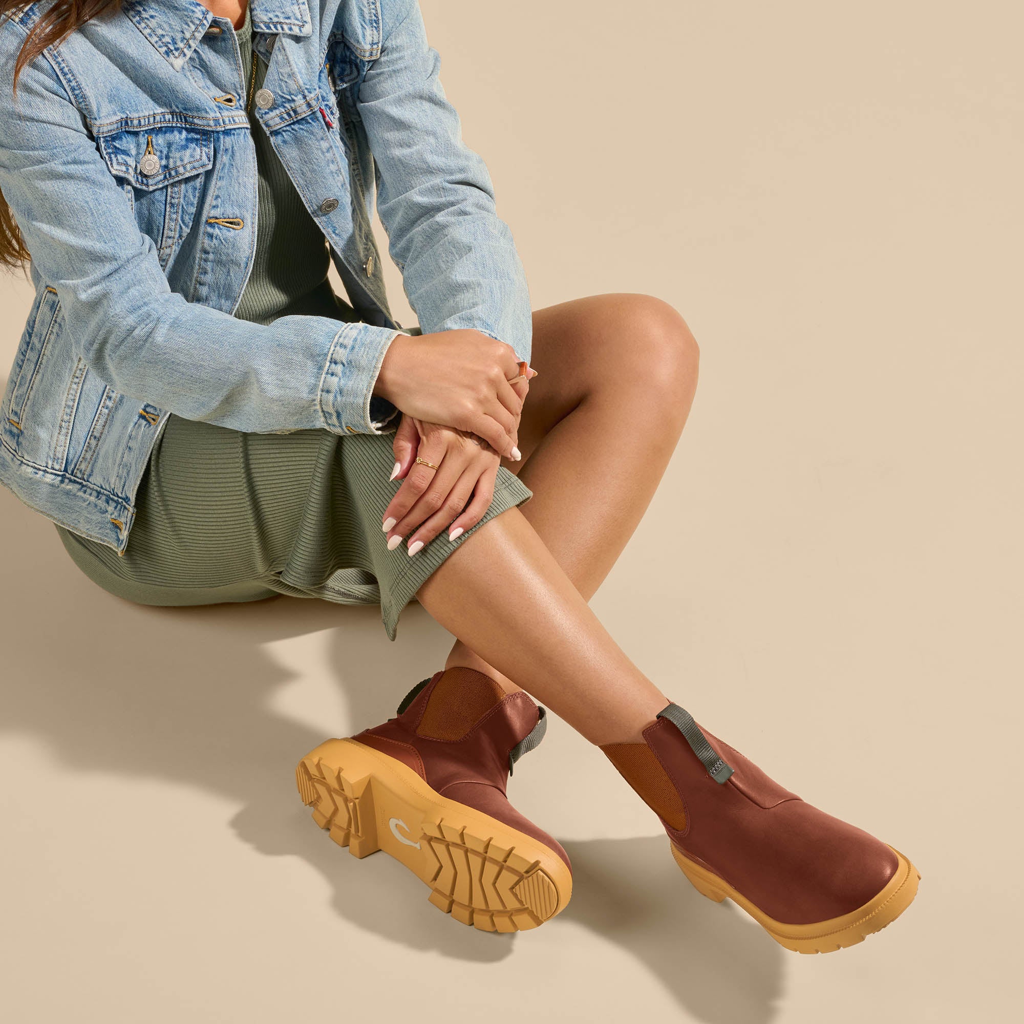 Hehi Women's Waterproof Leather Booties - Fox / Hunter - Image 6