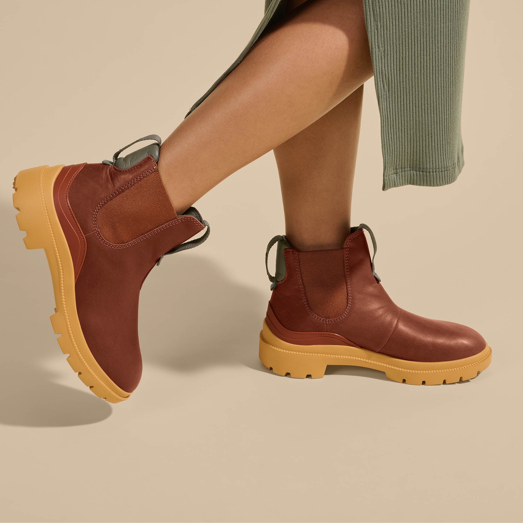 Hehi Women's Waterproof Leather Booties - Fox / Hunter - Image 5