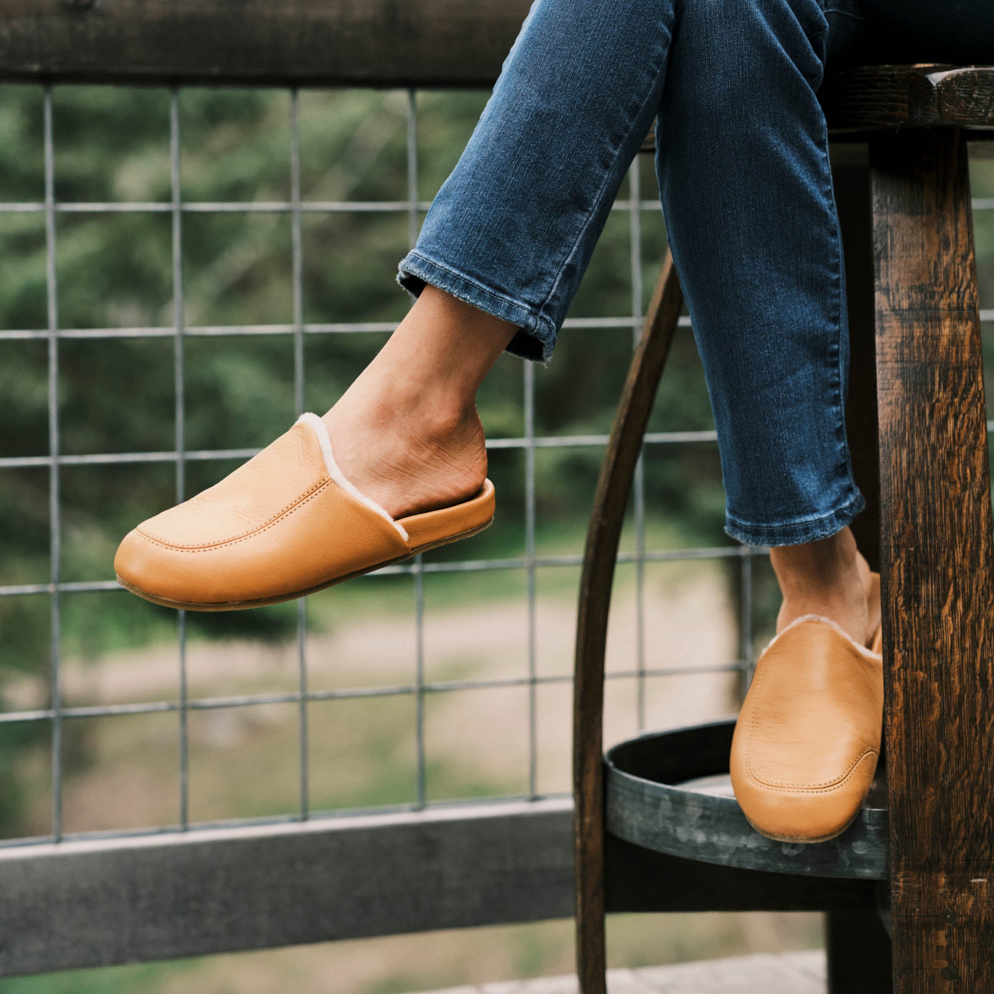 K nea Women's Leather Slipper Mules - Saddle - Image 2