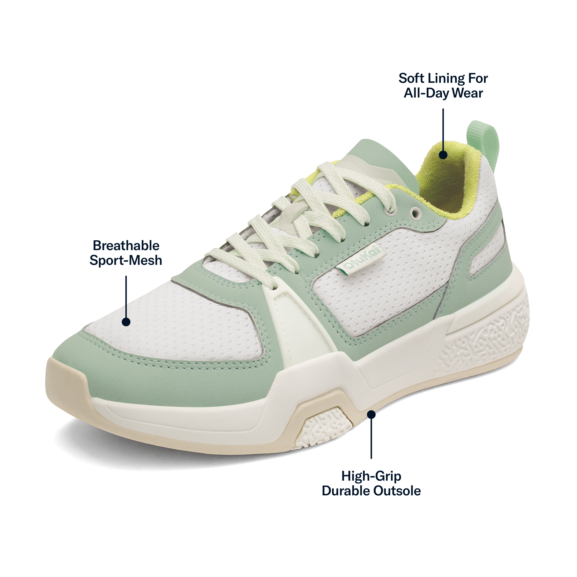 'Anau Women's Pickleball Shoes - Bright White / Pale Mint - Image 3