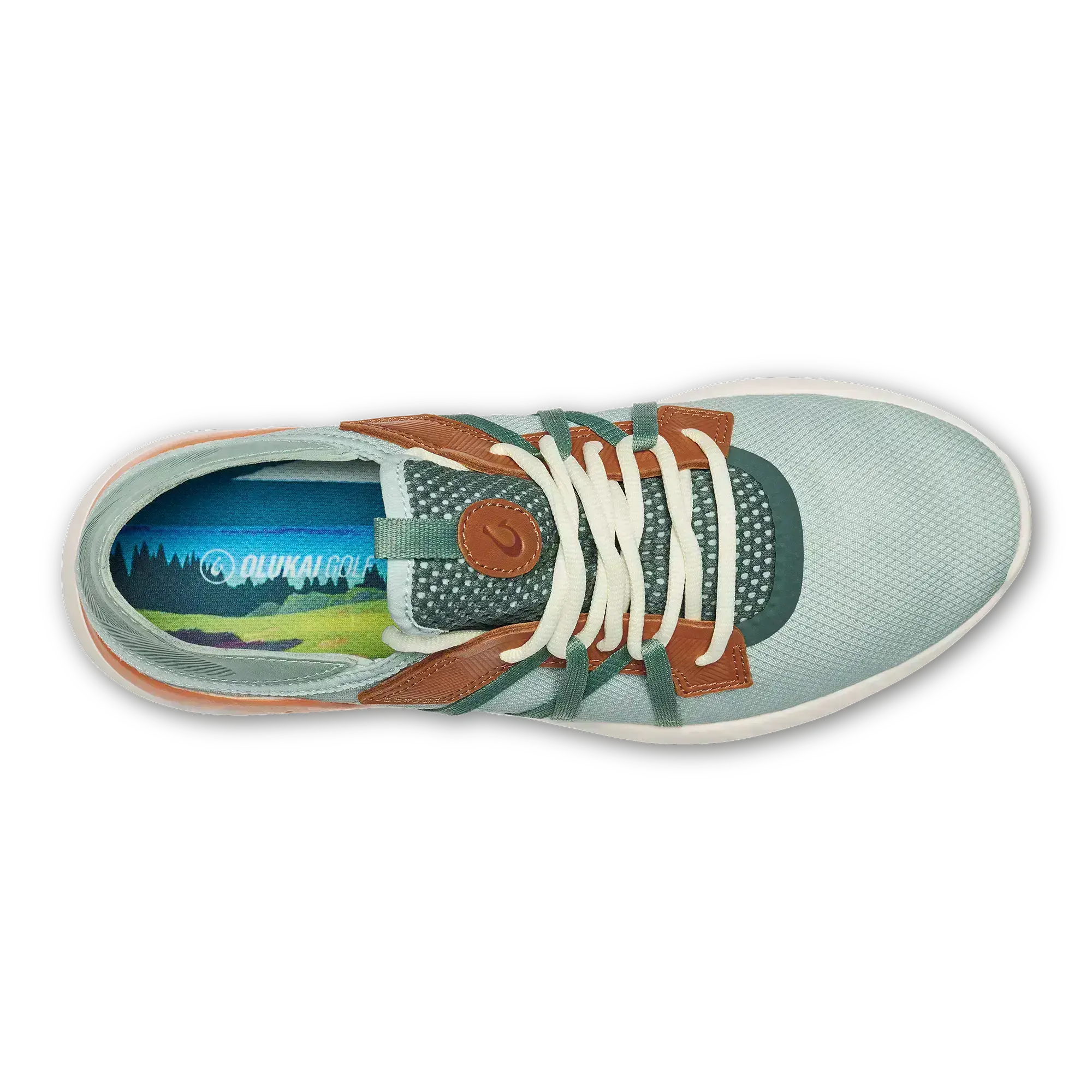 Manele Men's Breathable Golf Shoes - Pale Moss / Molten Orange - Image 7