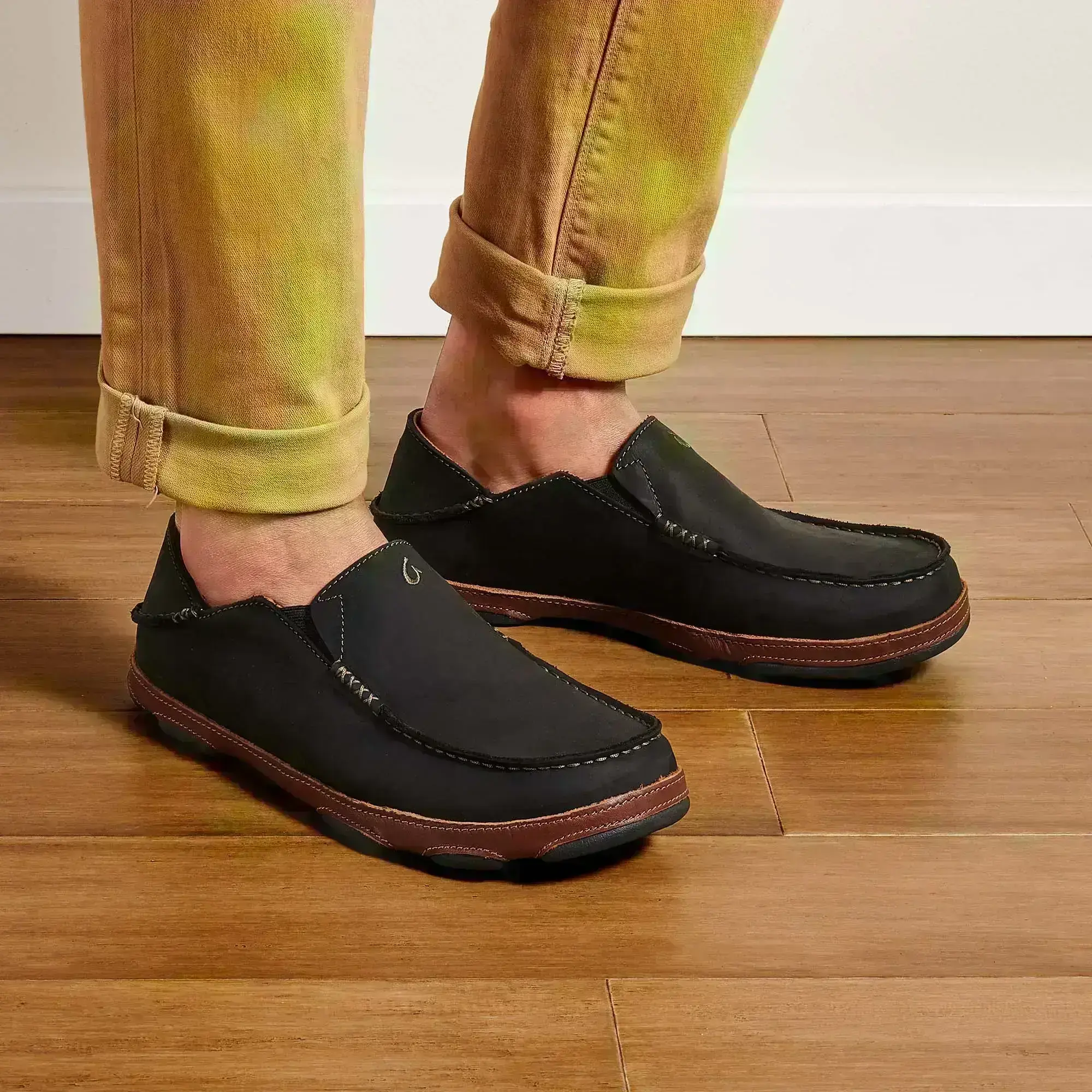 Molo Men's Leather Slip On Shoes - Black / Toffee - Image 2