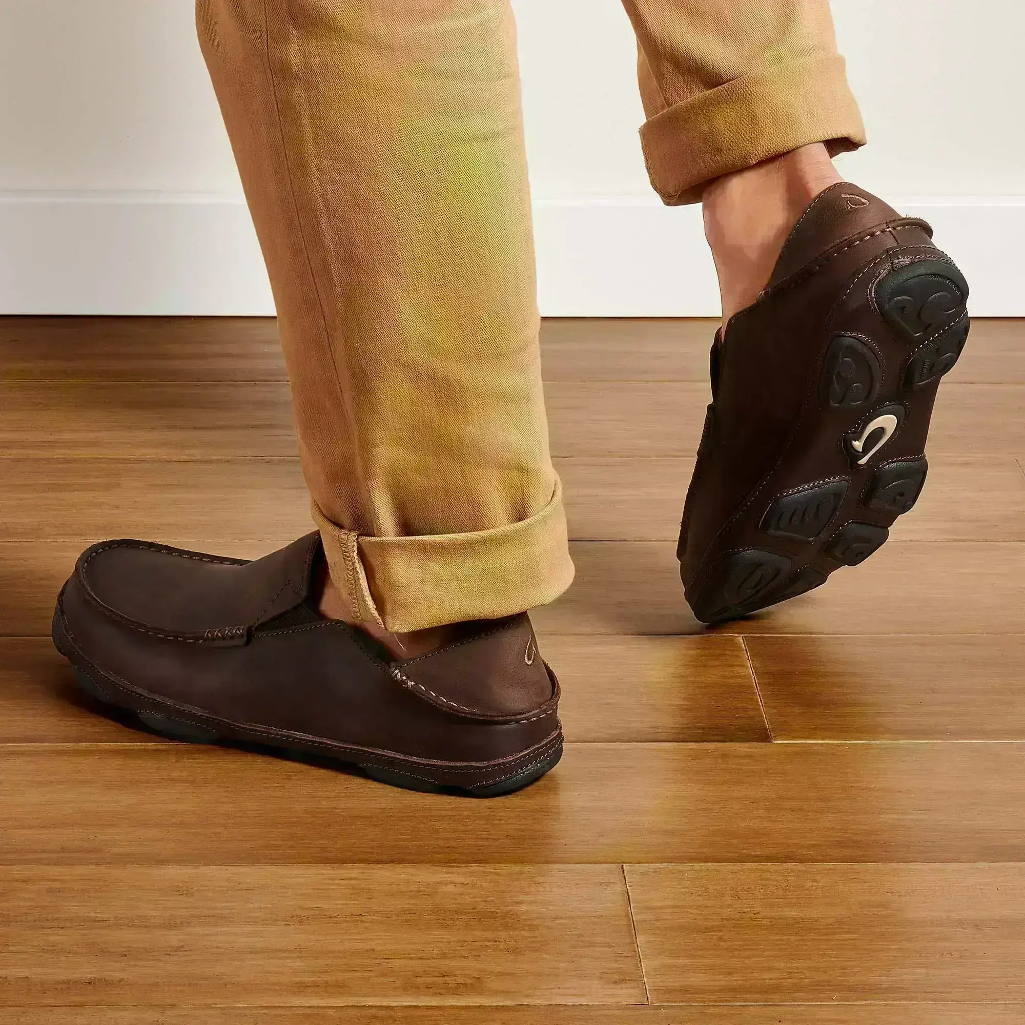 Molo Men's Leather Slip On Shoes - Dark Wood / Dark Java - Image 4