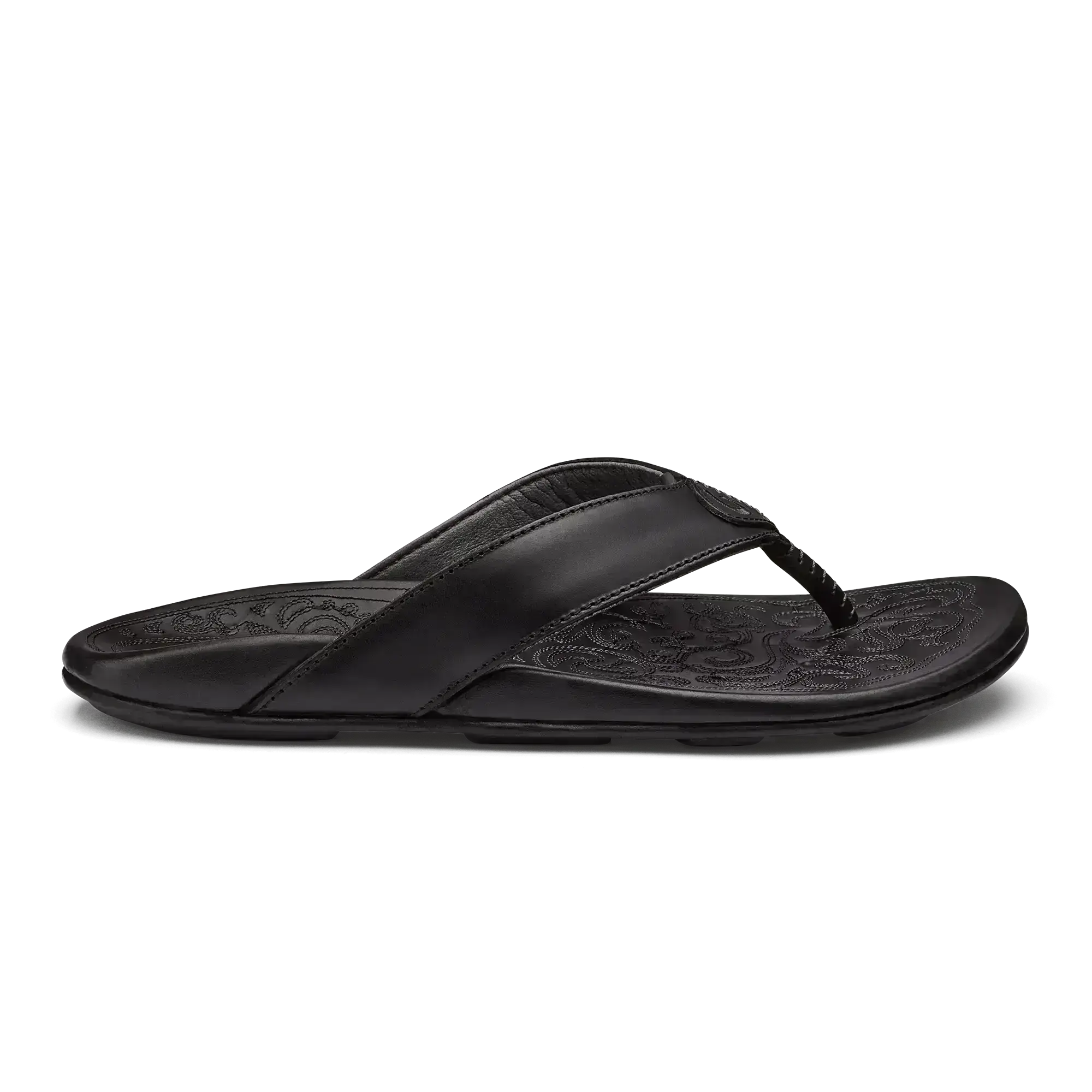 Mekila Men's Full-Grain Leather Beach Sandals - Black