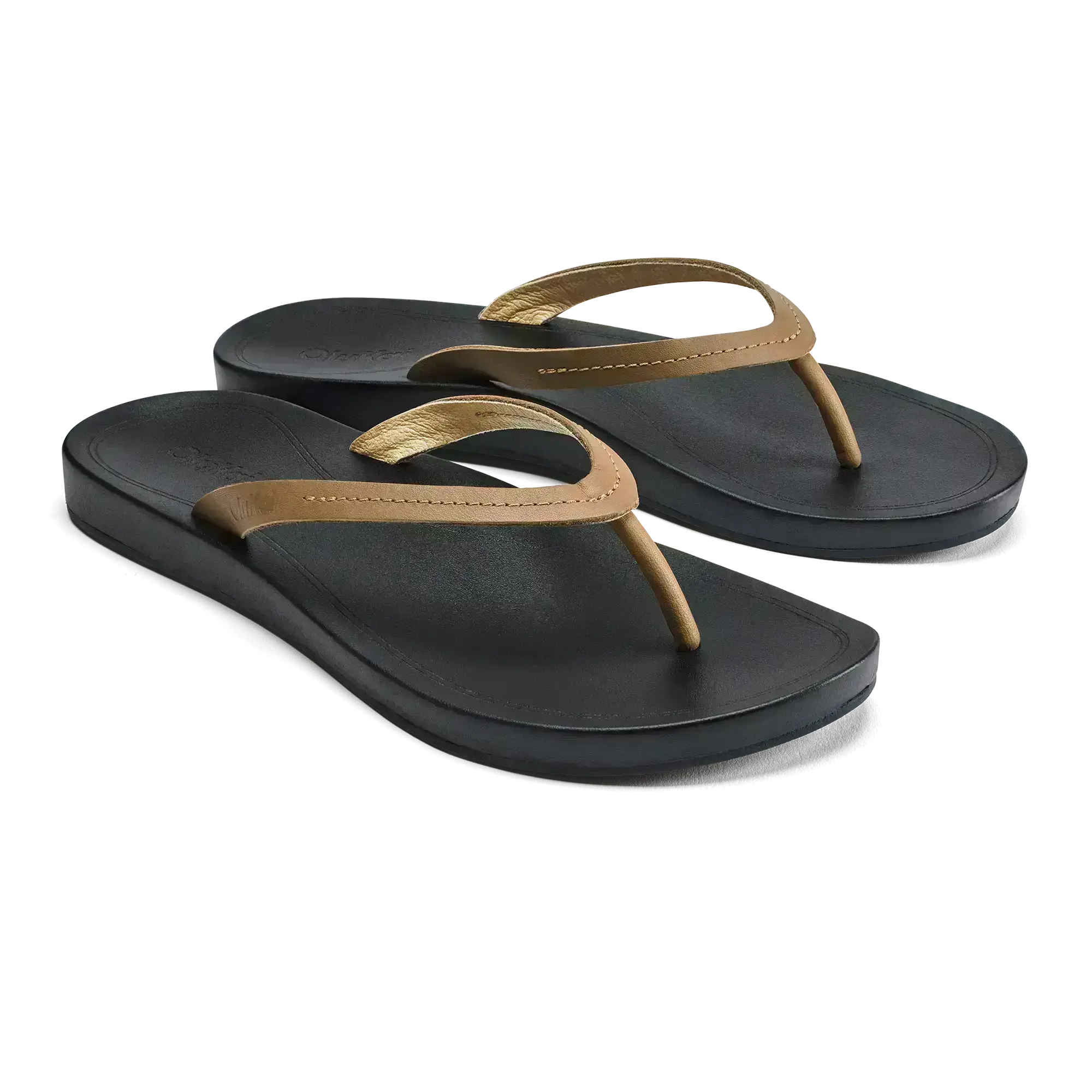 Lalahi Women's Leather Sandals - Tan / Lava Rock - Image 3