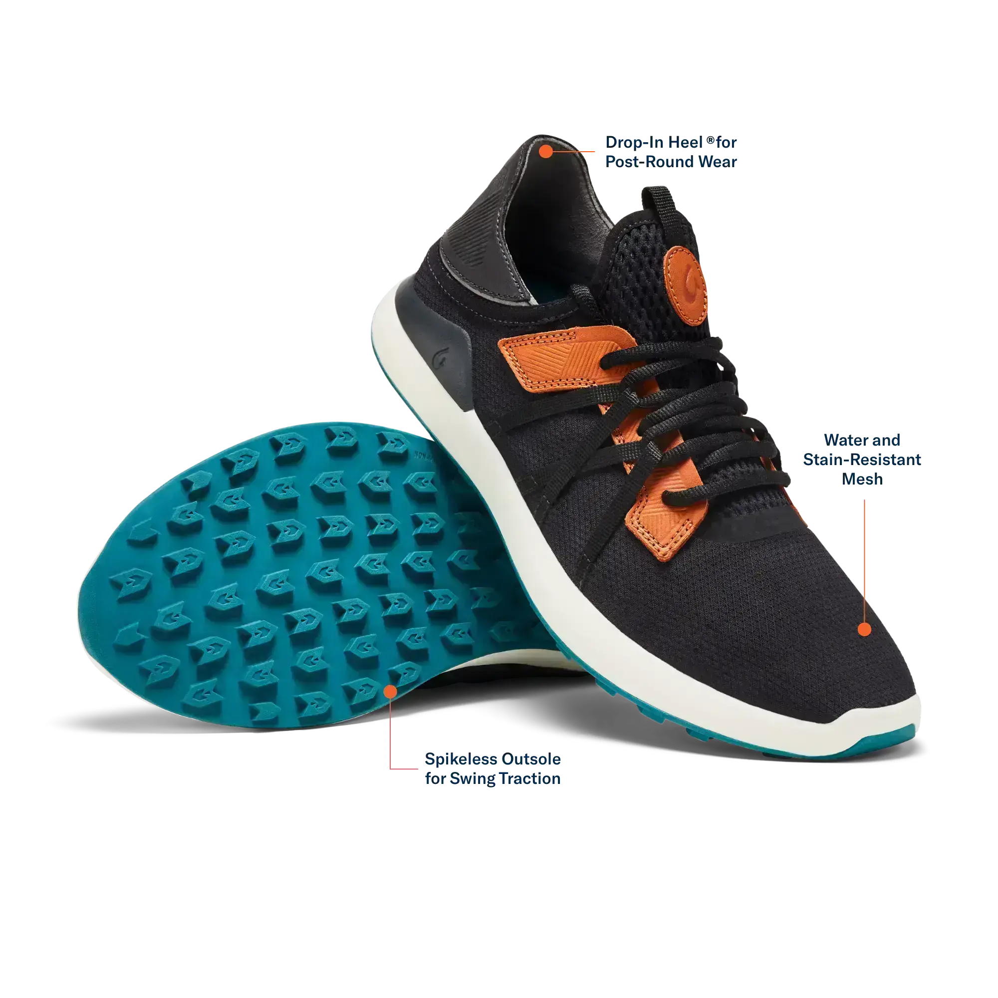 Manele Men's Breathable Golf Shoes - Black / Dark Shadow - Image 3